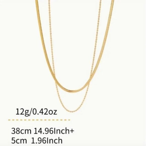 18k Gold Plated Layered Snake Chain Stainless Steel Necklace - Picture 6 of 6